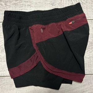 MPG Lined Athletic Shorts Black Maroon